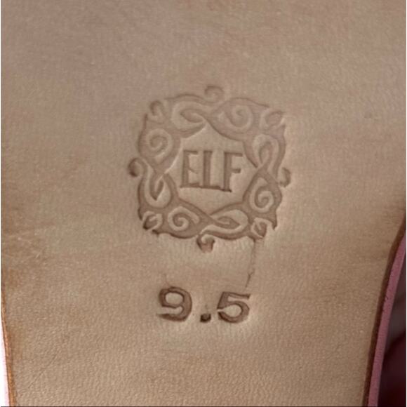 ELF Paloma Leather Heel Sandal Womens 9.5 Pink Ankle Strap Studded Hand Made NEW - Picture 6 of 6